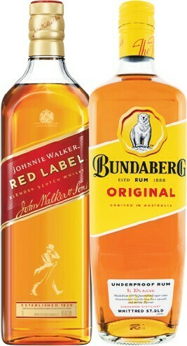 Woolworths Johnnie Walker Red Label Scotch Whisky OR Bundaberg UP Rum 1 Litre offer