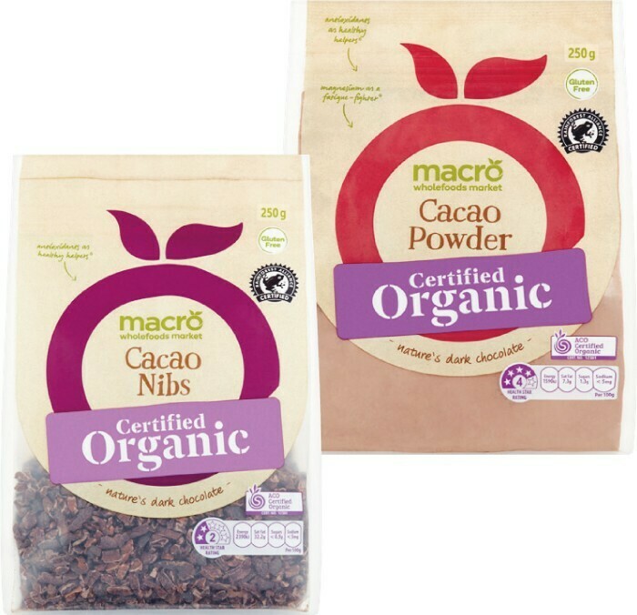 Macro Organic Cacao Powder or Nibs 250g u2013 From the Health Food