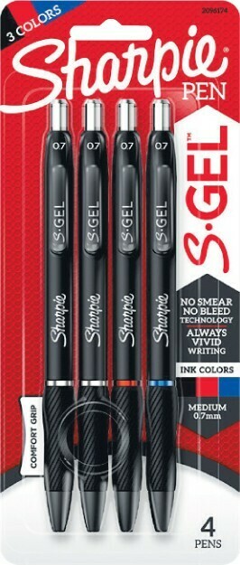 Woolworths Sharpie S-Gel Comfort Grip Medium Pens Assorted Pk 4 offer
