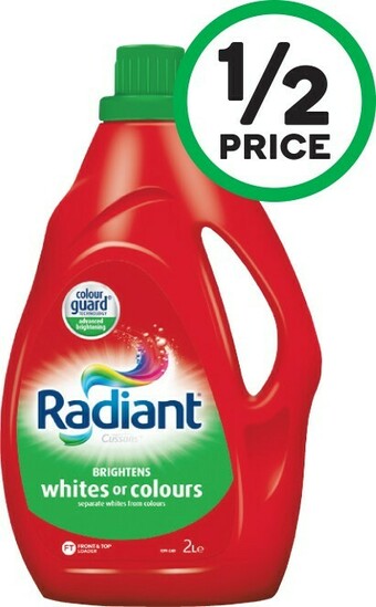Woolworths Radiant Laundry Liquid 2 Litre or Powder 2 kg offer