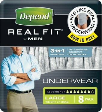Woolworths Depend Real Fit for Men Underwear Pk 8 offer