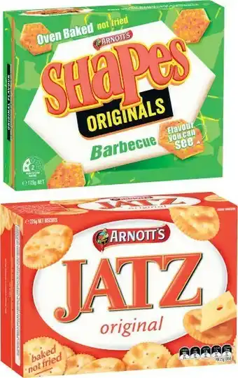 Arnottu2019s Shapes Crackers 160g-190g or Jatz Crackers 225g