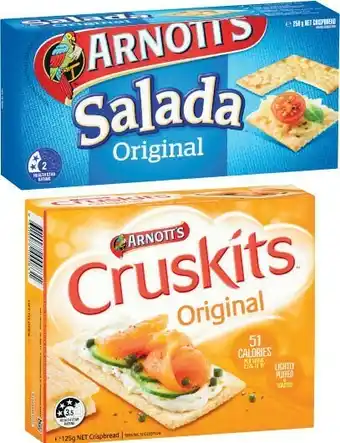 Coles Arnottu2019s Salada or Cruskits Crispbreads 125g-250g offer