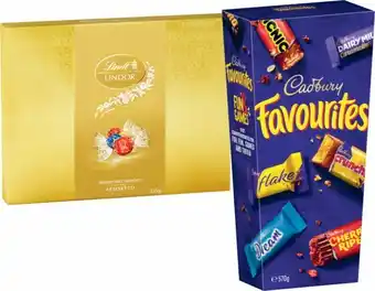 Coles Lindt Lindor Gift Box 235g or Cadbury Favourites Boxed Chocolate 570g offer