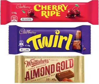 Coles Cadbury Medium Bar 30g-60g or Whittakeru2019s Slab 45g-50g offer