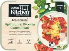 Coles Kitchen Spinach and Ricotta Cannelloni 350g
