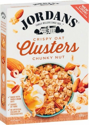 Coles Jordans Granola or Oat Clusters 500g-750g or Dorset Granola or Muesli 450g offer
