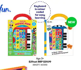 BIG W Portable Keyboard and 8-Book Library. Age 3+ offer
