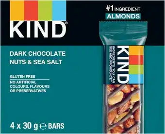 Coles Kind Dark Chocolate Nuts & Sea Salt Bar 4x30g offer