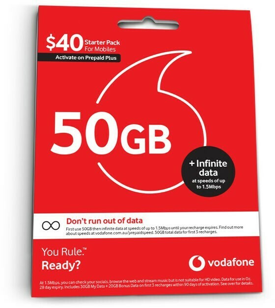 Vodafone 40 Prepaid Plus Starter Pack offer at Coles
