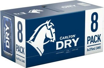 Coles Carlton Dry Cans 8x375mL offer