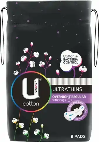U by Kotex Antibacterial Overnight Pads 8 Pack
