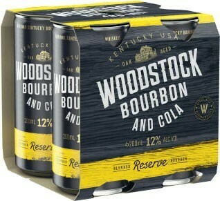 Coles Woodstock Bourbon & Cola Cans 12% 4x200mL offer