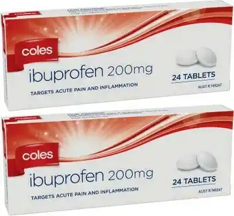 Coles Coles Ibuprofen Tablets 24 Pack* offer
