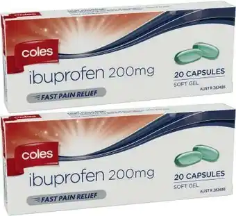 Coles Coles Ibuprofen Soft Gel Capsules 20 Pack* offer