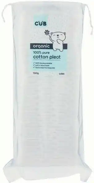 Coles CUB Organic 100% Pure Cotton Pleat 100g offer