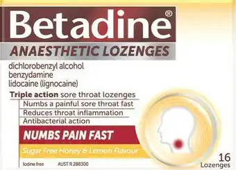 Coles Betadine Anaesthetic Lozenges 16 Pack offer