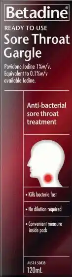 Coles Betadine Ready To Use Sore Throat Gargle 120mL offer