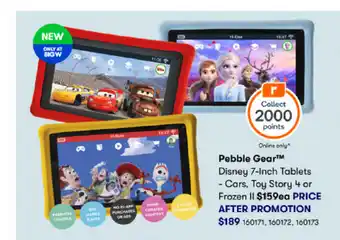 BIG W Pebble Gear Disney 7-inch Tablets - Cars, Toy Story 4 or Frozen II offer