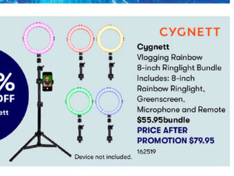 BIG W Cygnett Vlogging Rainbow 8-inch Ringlight Bundle offer