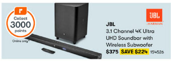 BIG W JBL 3.1 Channel 4K Ultra UHD Soundbar with Wireless Subwoofer offer