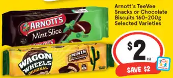 IGA Arnott's TeeVee Snacks or Chocolate Biscuits 160-200g offer