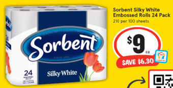IGA Sorbent Silky White Embossed Rolls 24 Pack offer