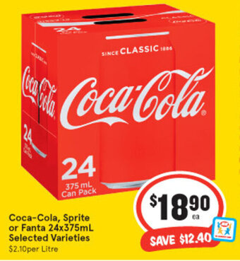IGA Coca-Cola, Sprite or Fanta 24x375ml offer