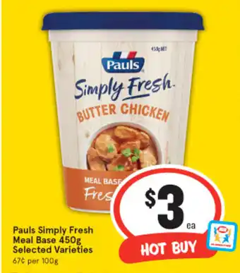 IGA Pauls Simply Fresh Meal Base 450g offer