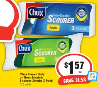 IGA Chux Heavy Duty or Non-Scratch Scourer Scrubs 3 Pack offer