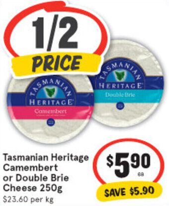 IGA Tasmanian Heritage Camembert or Double Brie Cheese 250g offer