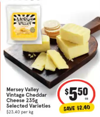 IGA Mersey Valley Vintage Cheddars Cheese 235g offer