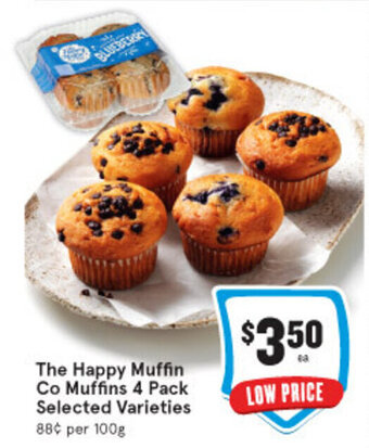 IGA The Happy Muffin Co Muffins 4 Pack offer