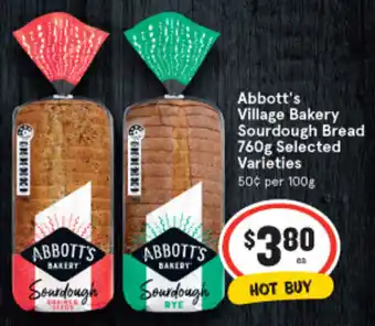 IGA Abbott's Village Bakery Sourdough Bread 760g offer