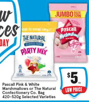 IGA Pascall Pink & White Marsmallows or The Natural Confectionery Co. Bag 420-520g offer