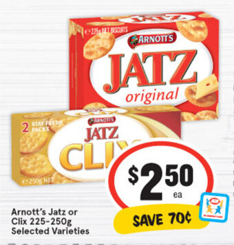 IGA Arnott's Jatz or Clix 225-250g offer