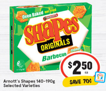 IGA Arnott's Shapes 140-190g offer