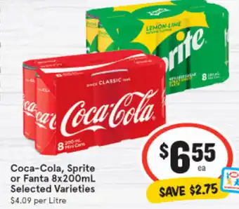 IGA Coca-Cola, Sprite or Fanta 8x200ml offer