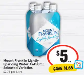 IGA Mount Franklin Lightly Sparkling Water 4x250ml offer