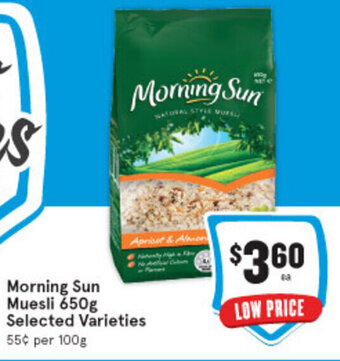 IGA Morning Sun Muesli 650g offer