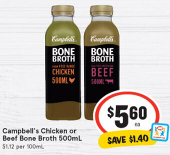 IGA Campbell's Chicken or Beef Bone Broth 500ml offer