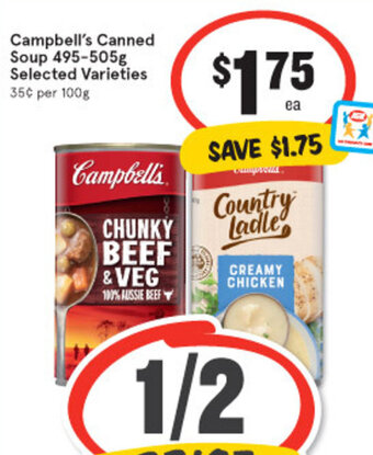 IGA Campbell's Canned Soup 495-505g offer
