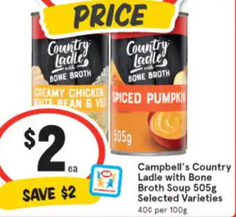 IGA Campbell's Country Ladle with Bone Broth Soup 505g offer