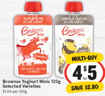 IGA Brownes Yoghurt Minis 120g offer