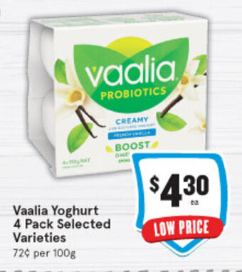 IGA Vaalia Yoghurt 4 Pack offer