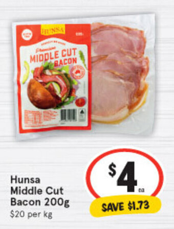 IGA Hunsa Middle Cut Bacon 200g offer