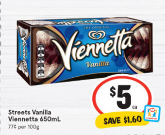 IGA Streets Vanilla Viennetta 650ml offer