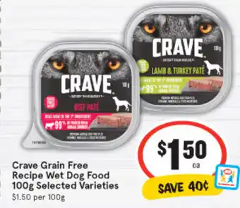 IGA Crave Grain Free Recipe Wet Dog Food 100g offer