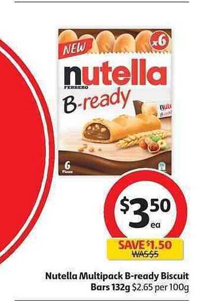 Nutella Multipack B-Ready Biscuit Bars 132g Offer At Coles