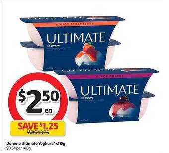 Coles Danone Ultimate Yoghurt 4x115g offer